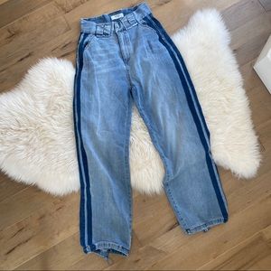 Stylish Blue Jeans with Side Stripes